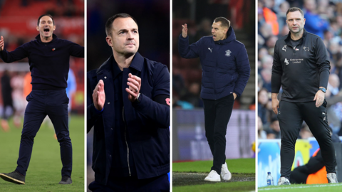 Coventry City boss Frank Lampard, Birmingham's Chris Davies, Tonda Eckert of Southampton and Derby head coach John Eustace