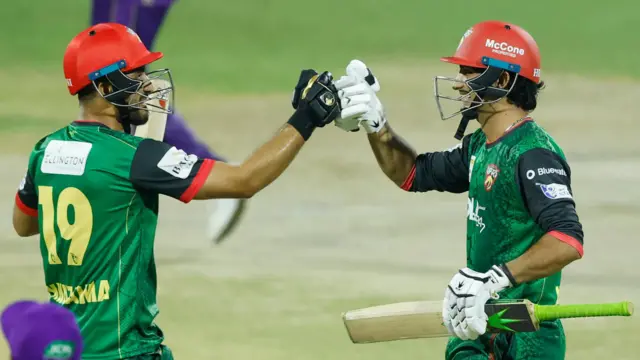 Khuzaima Bin Tanveer and Naseem Shah celebrate as Desert Vipers beat Abu Dhabi Knight Riders in the ILT20
