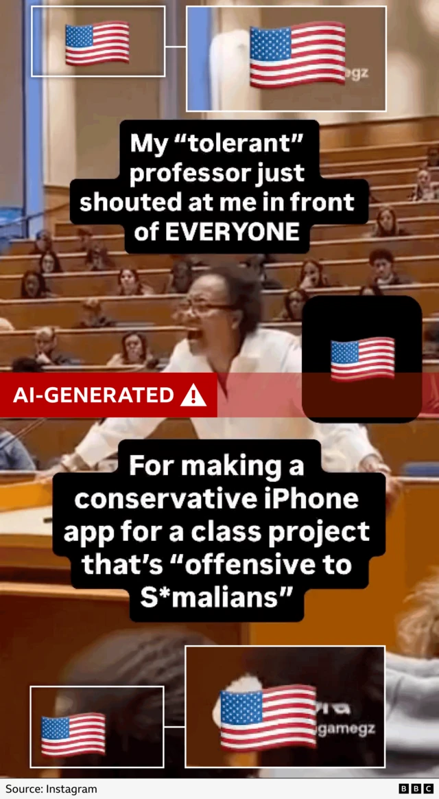 A screenshot from the AI video with the disguised watermarks highlighted