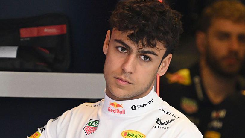 Arvid Linblad in the Red Bull garage