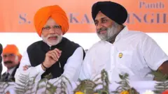 ਮਰਹੂਮ ਪ੍ਰਕਾਸ਼ ਸਿੰਘ ਬਾਦਲ, ਨਰਿੰਦਰ ਮੋਦੀ ਅਤੇ ਸੁਖਬੀਰ ਸਿੰਘ ਬਾਦਲ