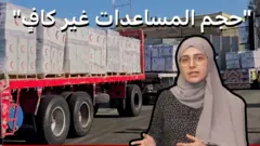 صورة لشاحنات محملة بالمساعدات متجهة إلى غزة