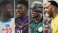 Agbabọọlu iwaju DR Congo, Chancel Mbemba, aṣọle Cameroon, Andre Onana, Ẹlẹsẹ ayo Naijiria, Victor Osimhen ati ẹlẹsẹ ayo Gabon, Pierre-Emerick Aubameyang