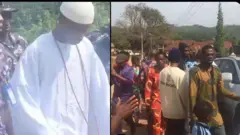Aworan Ọba Ayodeji Williams Adesoye wọ asọ agbada ati sokoto pẹlu fila funfun sori, o dori kodo, o si wa laarin awọ ọlọpaa to n sin jade kuro ninu ilu, pẹlu aworan ọpọ araalu to gbẹsẹ le ọkọ ayọkẹlẹ ọba naa.