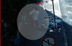 Imagens capturas por câmeras de monitoramento mostra um homem andando na rua com as obras de arte