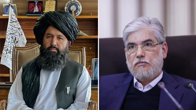 تصویر آقای ندیم با عمامه سیاه و تصویر صراف با دریشی