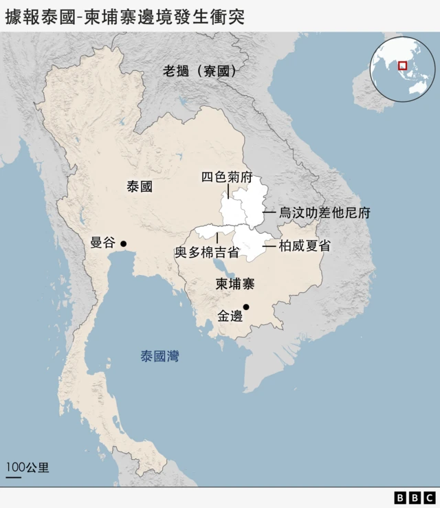 泰柬边境冲突地图