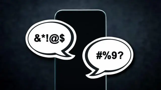 በስልክ ስክሪን ላይ ተገቢ ያልሆነ ባህሪን ለማሳየት የተቀመጡ የጽሑፍ ምልልስ ምልክቶች