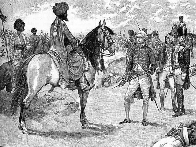 हैदर अली के सामने आत्मसमर्पण करते हुए कर्नल बेली