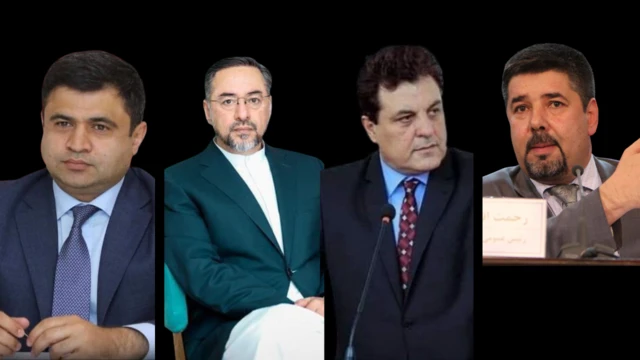 از راست به چپ، رحمتالله نبیل، لطیف پدرام، صلاحالدین ربانی، فضل و محمود فضلی.