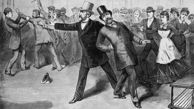 ቻልርለስ ፕሬዝዳንት ጋርፊልድን ተኩሶ የመታበት ቅጽበት ሥዕል