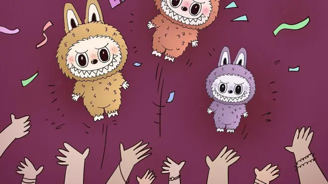 很多手接住Labubu