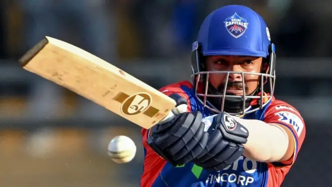Delhi Capitals' Prithvi Shaw plays a shot during the Indian Premier League (IPL) Twenty20 cricket match between Mumbai Indians and Delhi Capitals at the Wankhede Stadium in Mumbai on April 7, 2024.