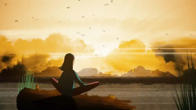 ගැහැණු දරුවෙකු නිදහසේ පියාඹන කුරුල්ලන් දෙස බලා සිටින අයුරු මේ ඡායාරූපයේ දැක්වේ.