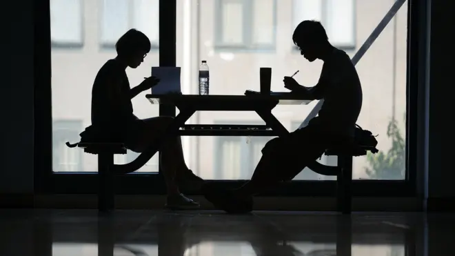 Chinese students study in a building at a university in Beijing on May 30, 2013.