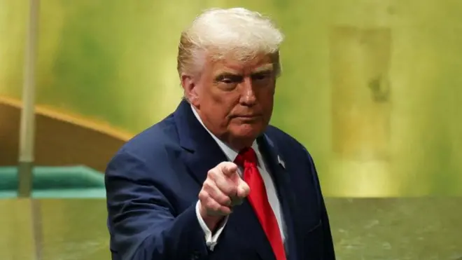 trump points during his UN speech