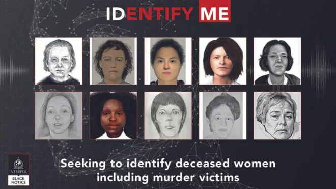 طرحهایی از چهره زنان مقتول و متوفی که اینترپل منتشر کرده