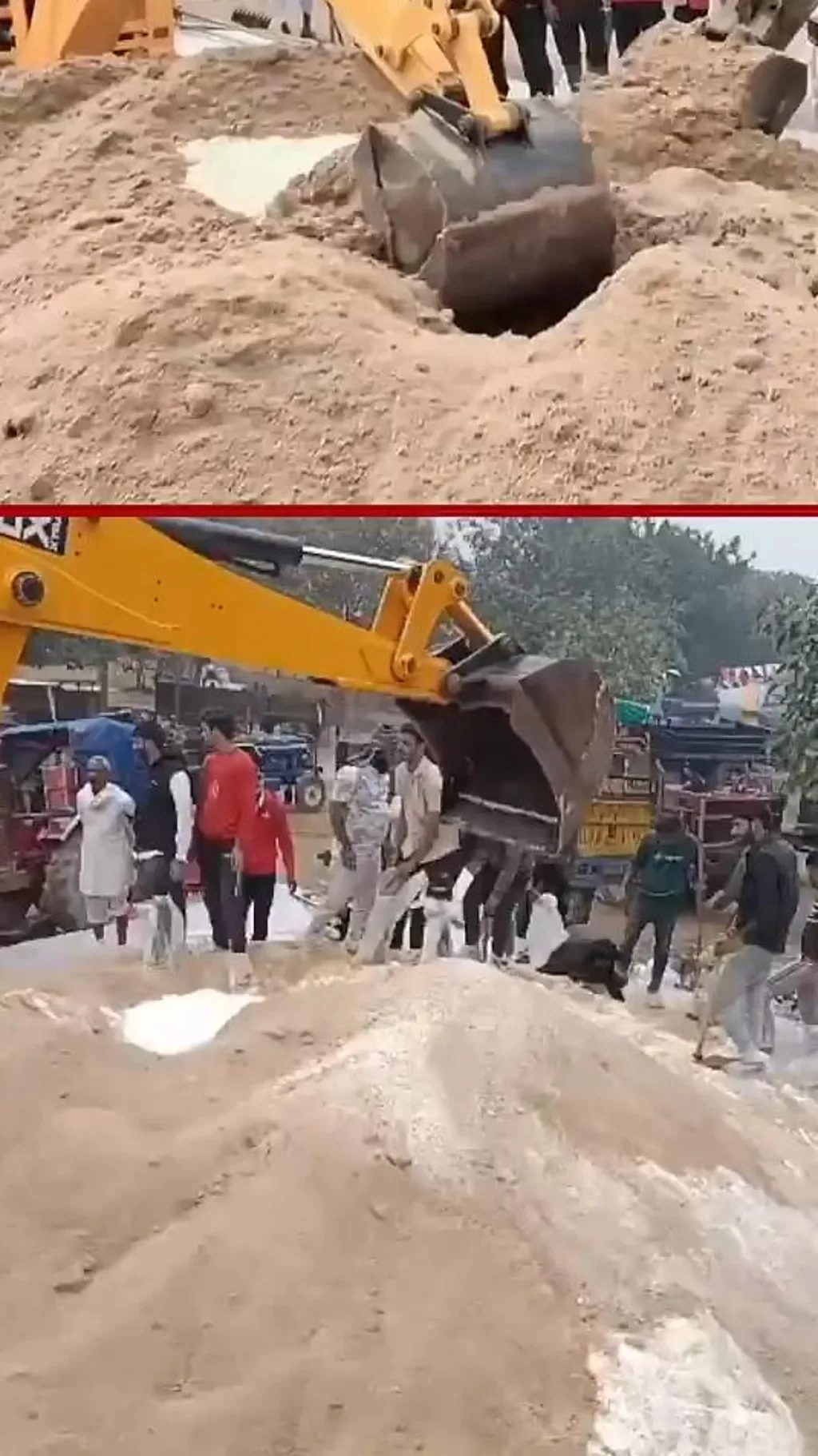 जेसीबी से बनाया कई क्विंटल प्रसाद