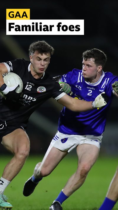 Scotstown's Darragh Murray tackles Shealan Johnston of Kilcoo