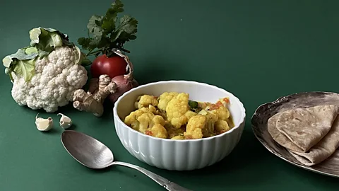 Priya Mani Madhur Jaffrey's cauliflower with onion and tomato dish (Credit: Priya Mani)