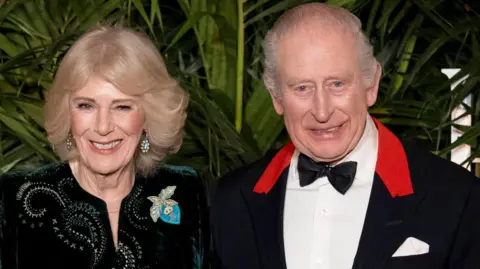 King Charles and Queen Camilla, head and shoulders, at the premiere of Finding Harmony at Windsor Castle