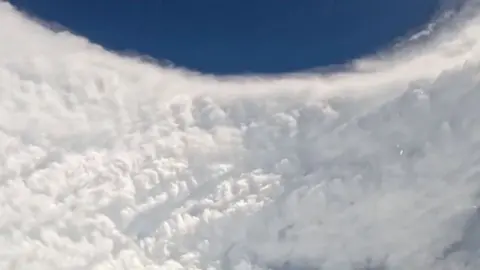 Cloud formations inside the eye of Hurricane Melissa