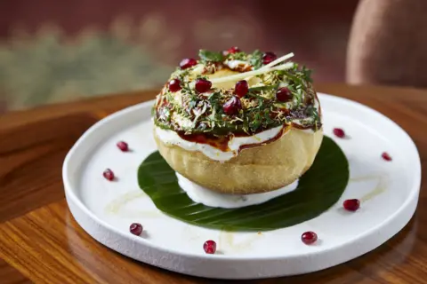 Veeraswamy An Indian dish called Raj Kachori on a plate at the Veeraswamy restaurant