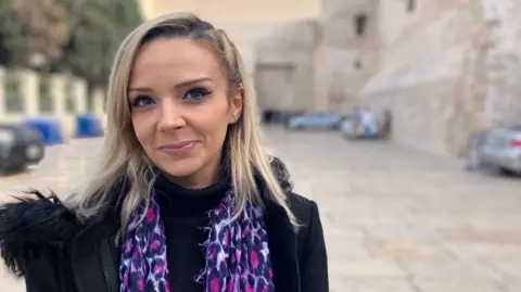 Nadya Hazboun photographed outside Nativity Church