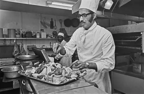 Hulton Archive/Getty Images A chef at the Veeraswamy Indian restaurant in Victory House on Regent Street, London, UK, 31st May 1973. 